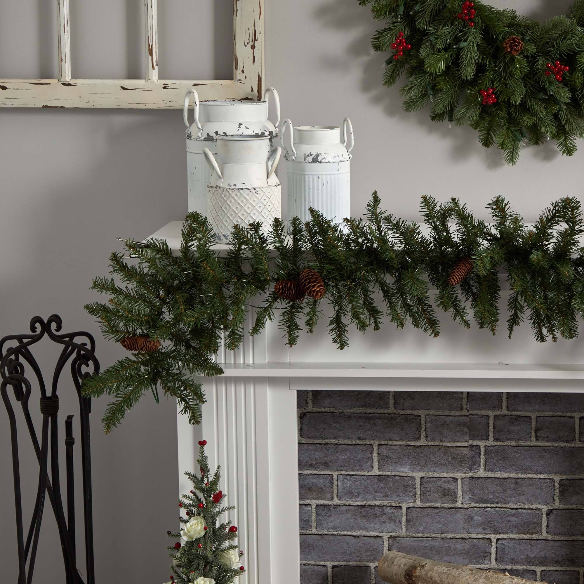 6ft. Pre-Lit Mixed Alaskan Pine & Pinecones Artificial Christmas Garland